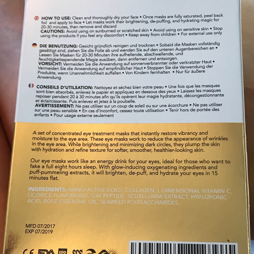 FOUR Anti wrinkle + energizing eye masks - Picture 2 of 2